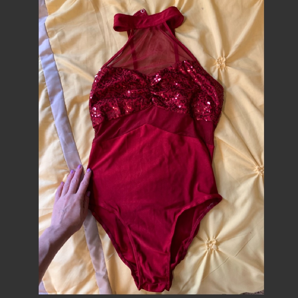 Maroon sequin leotard
